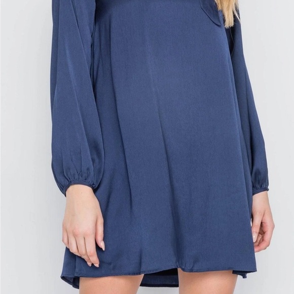 Blue Long Sleeve Sundress for Casual Nights - Picture 5 of 5